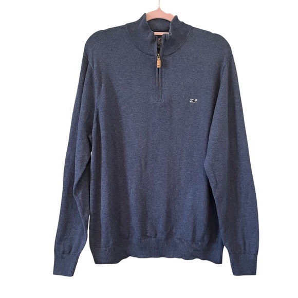 Vineyard Vines Other - Vineyard Vines Quarter Zip Cotton Ragland Long Sleeve  Sweater Heather Blue, Lg